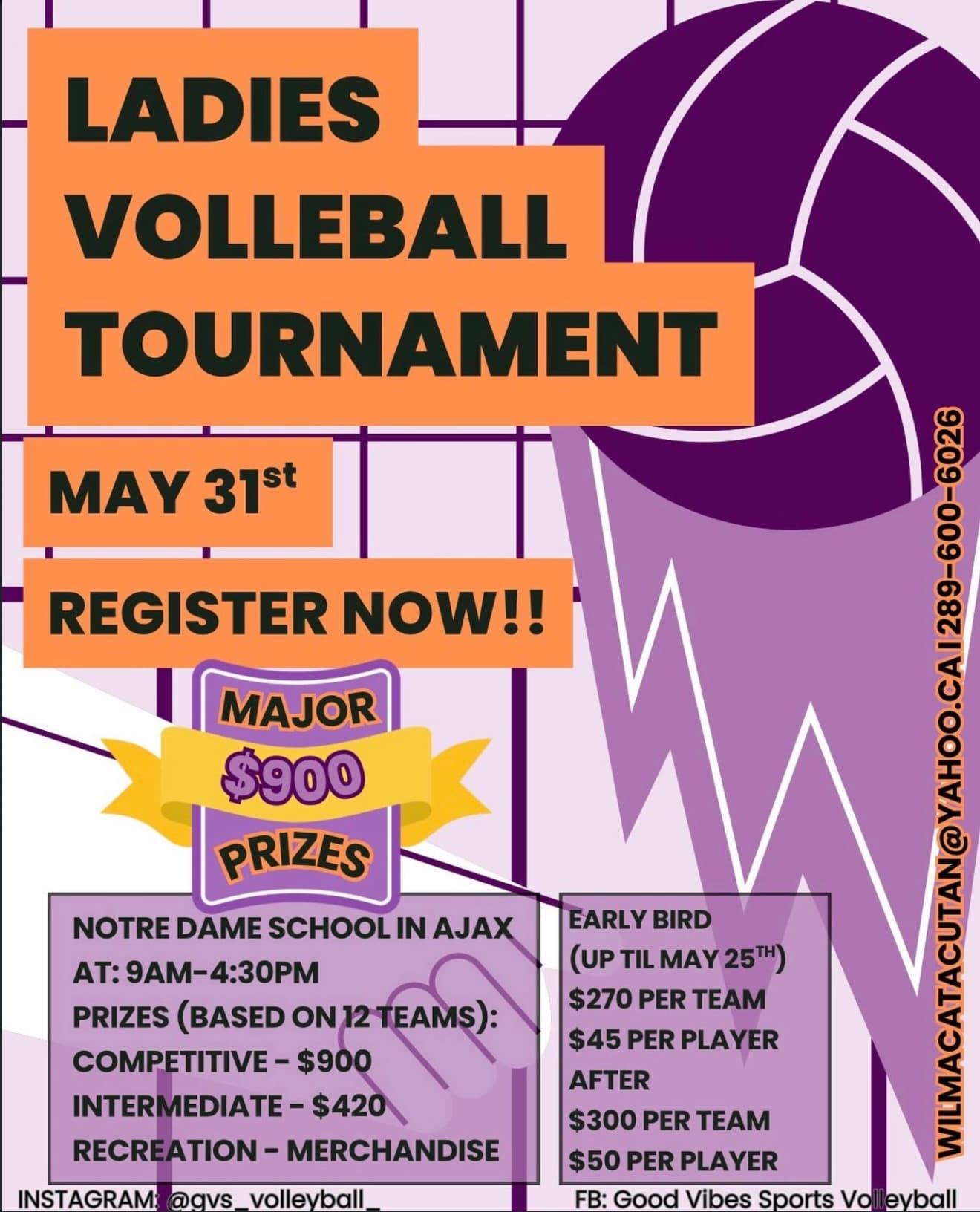 Ladies Volleyball Tournament flyer