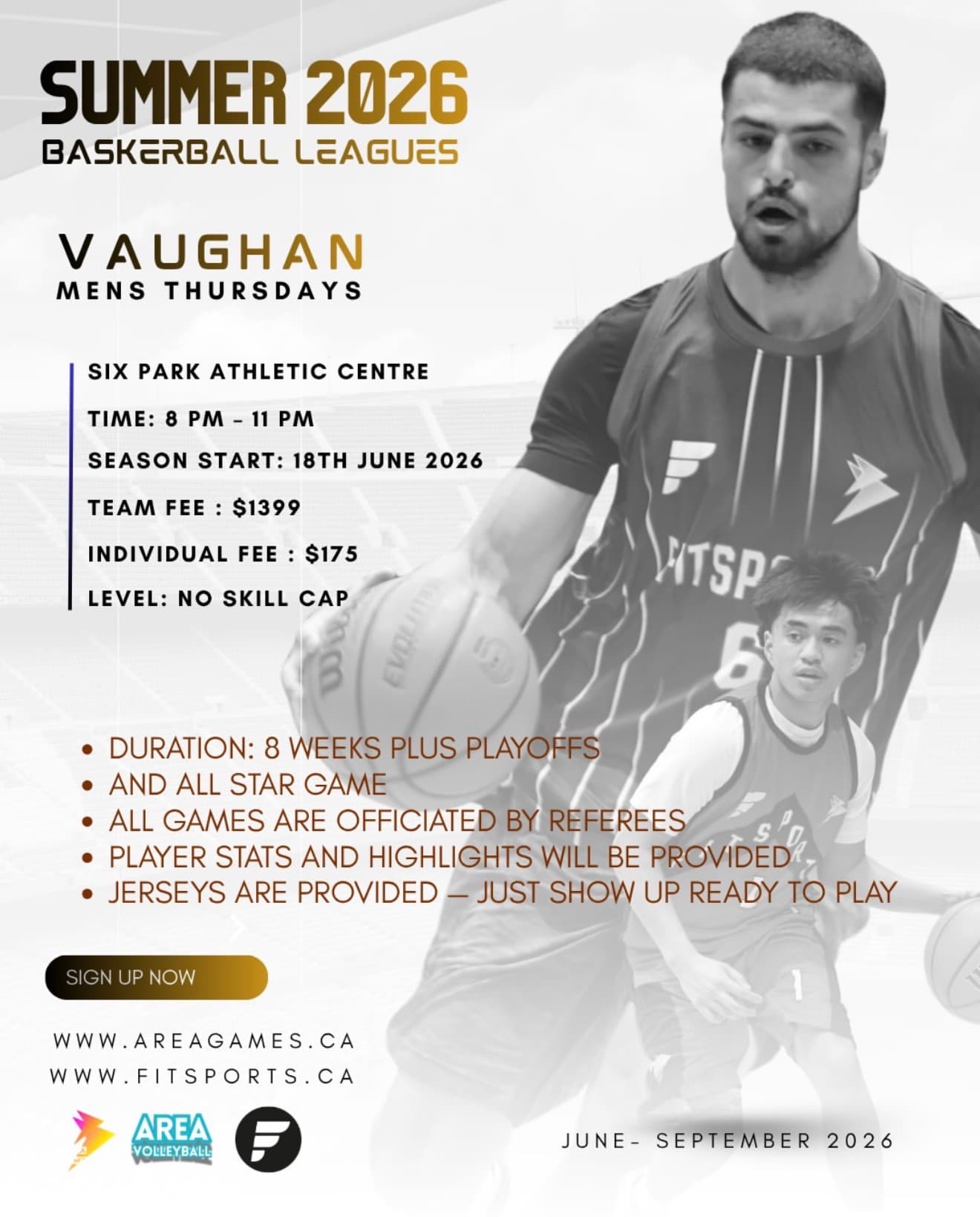 Mens Thursday Basketball League - Vaughan flyer