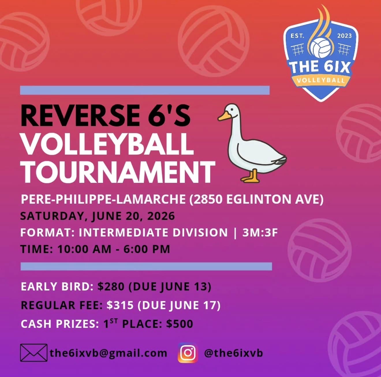 Reverse 6's Volleyball Tournament - Intermediate Co-Ed flyer