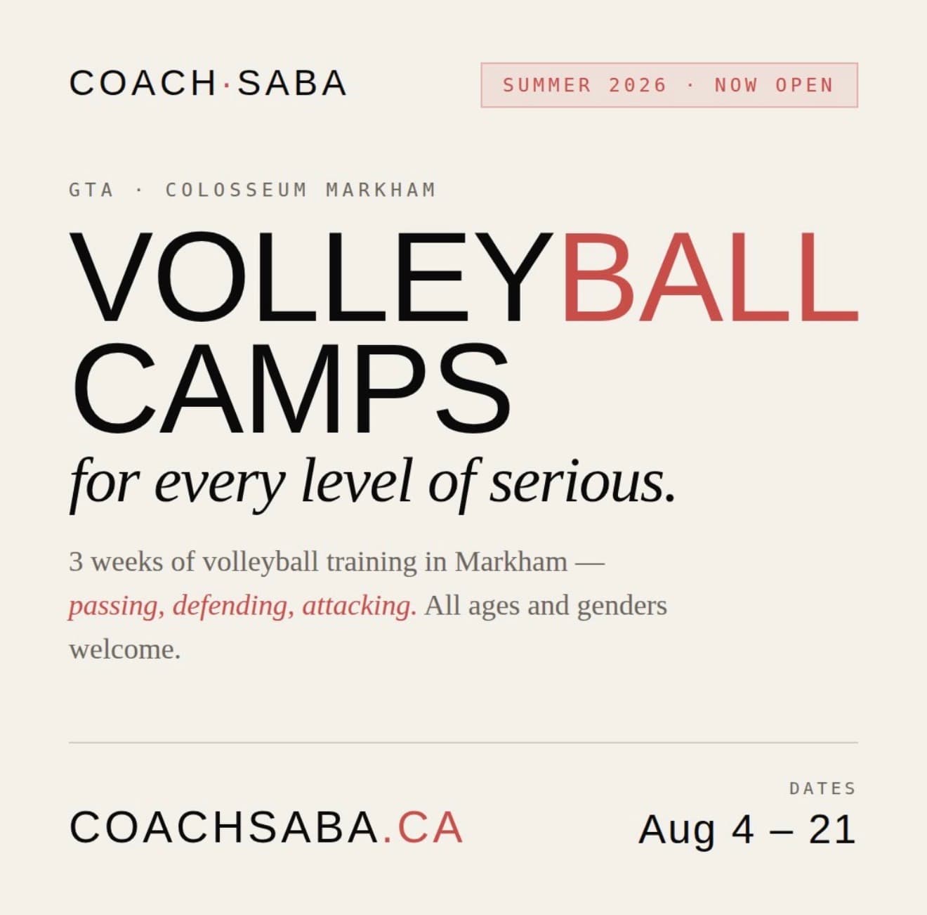 1st & 3rd Contact Volleyball Camp (Week 2) flyer