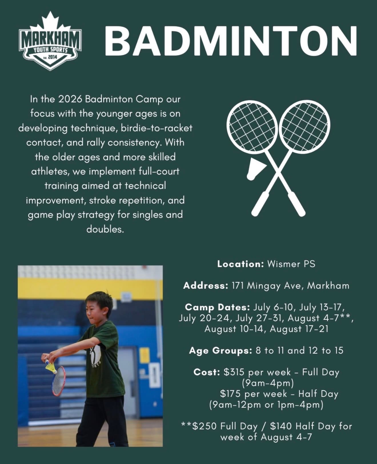 Open Badminton Summer Camp flyer
