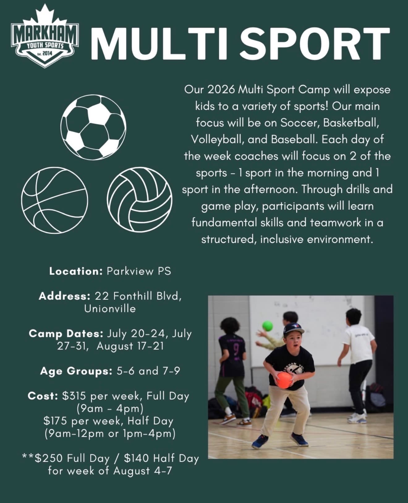 Open Multi Sport Summer Camp flyer