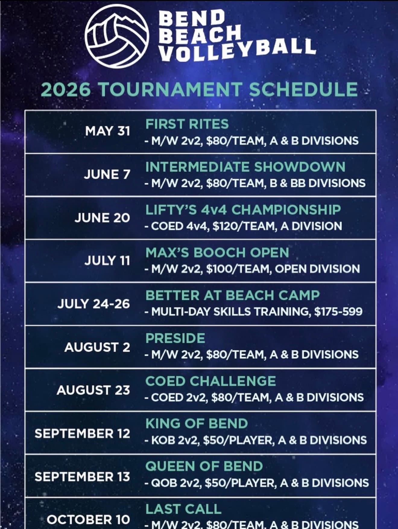 Adult Coed Tournament flyer