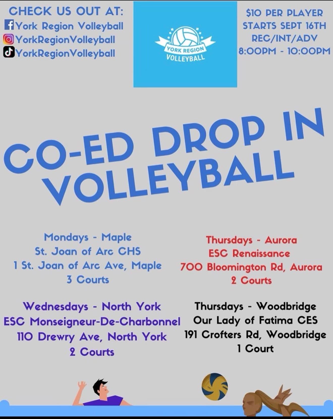 Adult Coed Drop In flyer