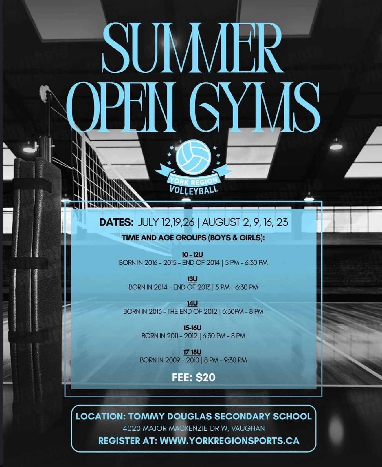 U13 Coed Open Gym flyer